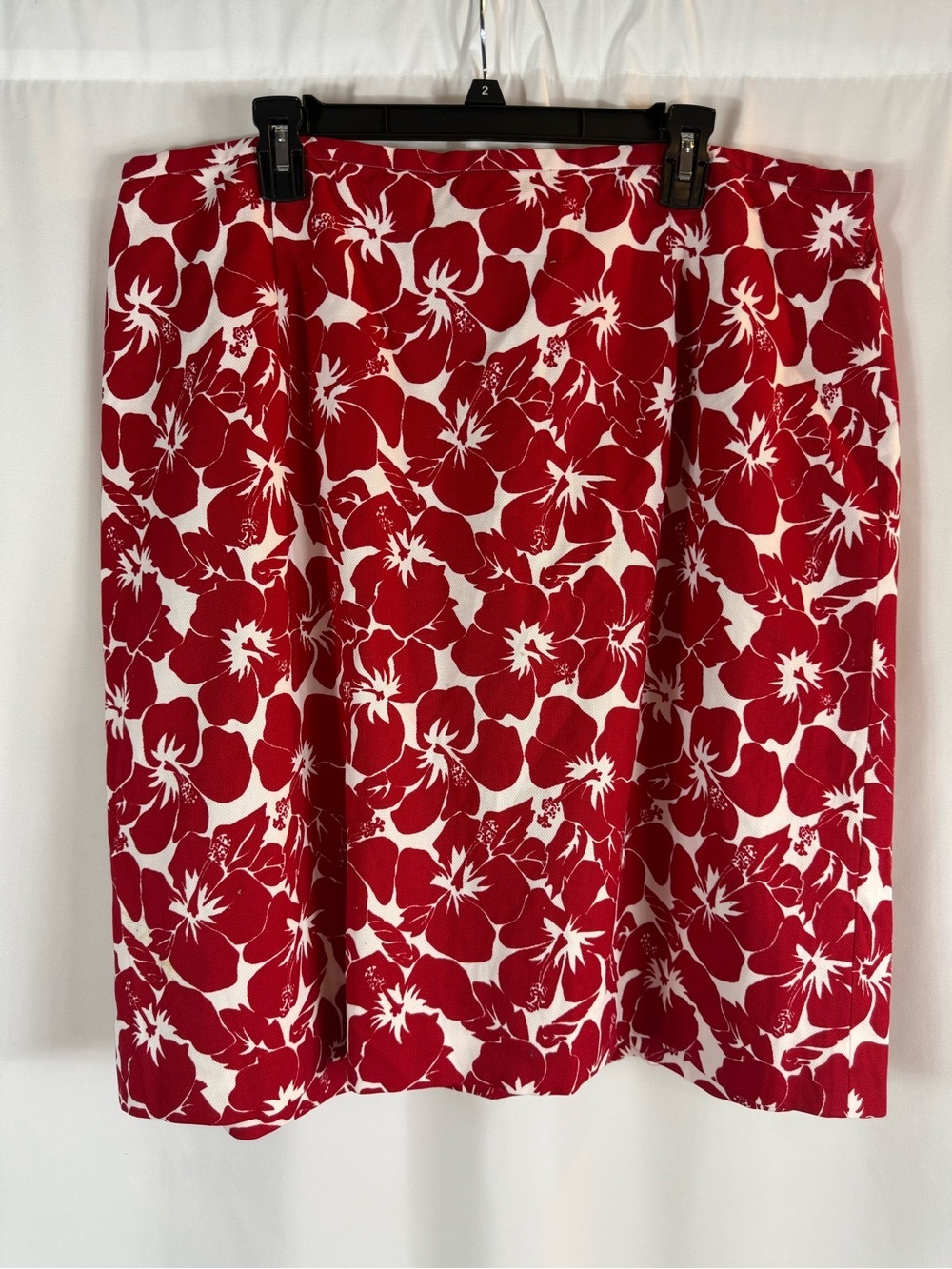 Talbots Red Floral A-Line Skirt with White Lining size: 20 W